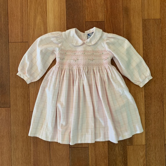 Carriage Boutique Other - Toddler Girls Pink Long Sleeve Smocked Peter Pan Collar Dress 2T
